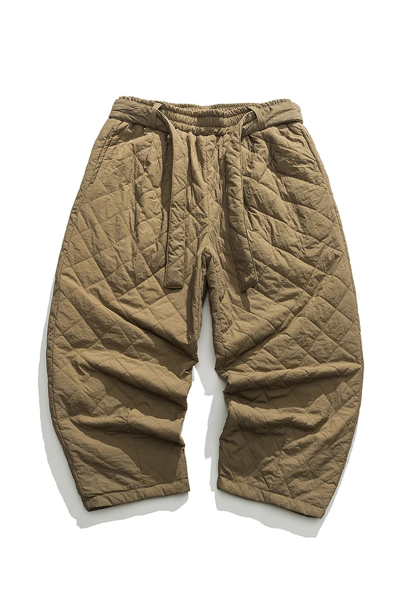 Autumn Winter Thick Quilted Harem Pants Men Chinese Style Warm Trousers Male Harajuku Sweatpants Jogging Oversized 241104