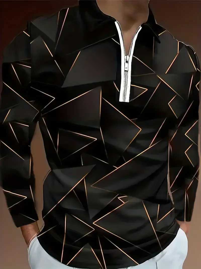3D printing trend mens long Sve zipper shirt for spring and autumn cool casual oversized mens clothing W241106