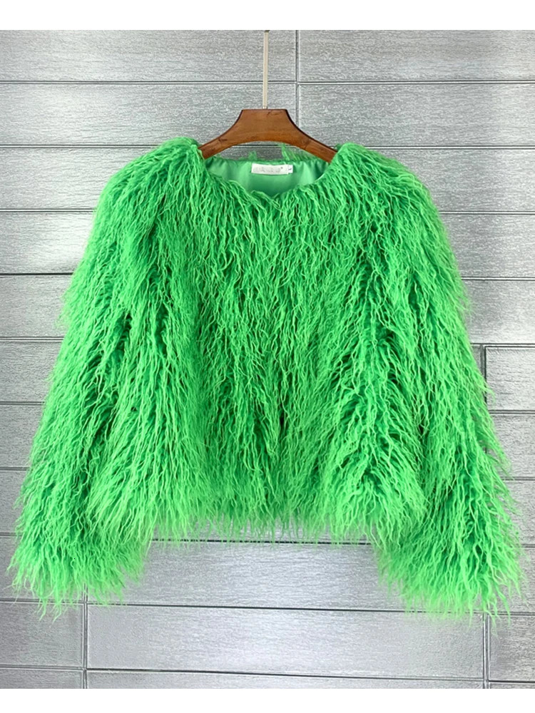 Colorful Women Coats Autumn Winter Fashion Pink Faux Fur Coat Elegant Thick Warm Outerwear Fur Woman Jackets 241106