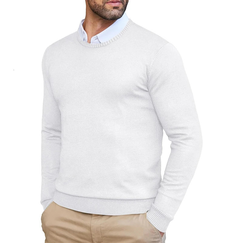 Autumn Mens Dress Crew Neck Sweater Slim Fit Lightweight Sweatshirts Knitted Pullover Casual Fashion Long Sleeve Sweater 241106