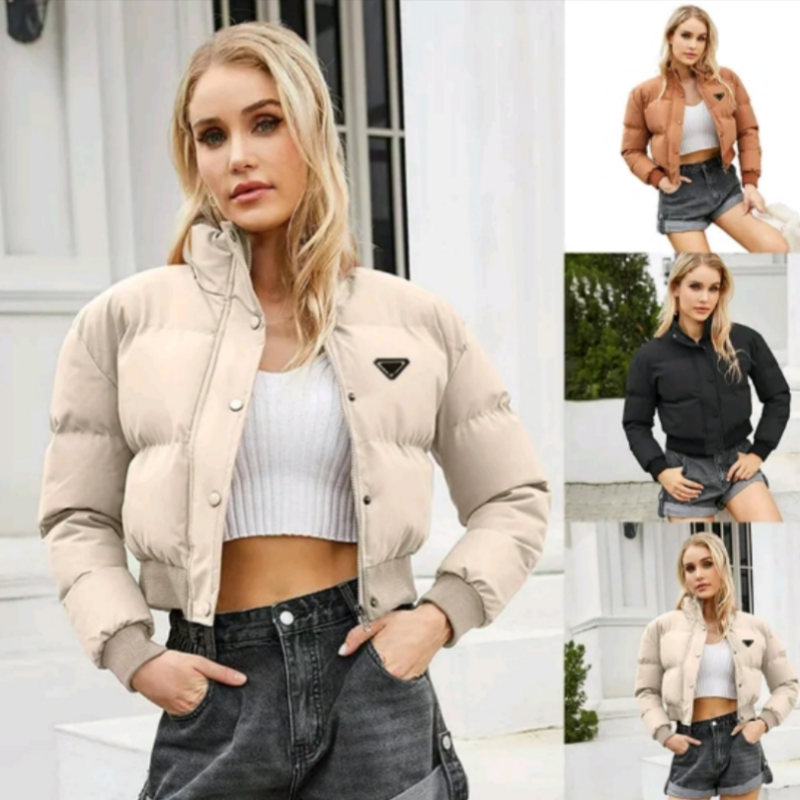 Down jacket women's fashion style outdoors loose outsize warm woman puffer coats designer crop puffer shacket Leather hanging out alphabet embroidery Parkas S-2XL