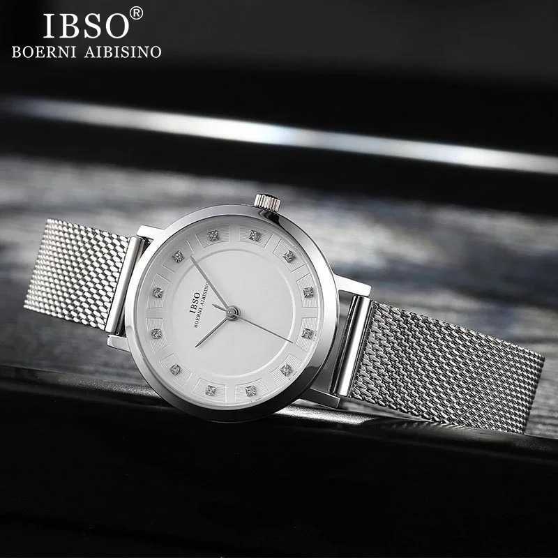IBSO Warm Quartz Watch Set Crystal Design Bracelet Necklace Watch Set Womens Jewelry Fashion Silver Luxury Watch Womens Gift X241106