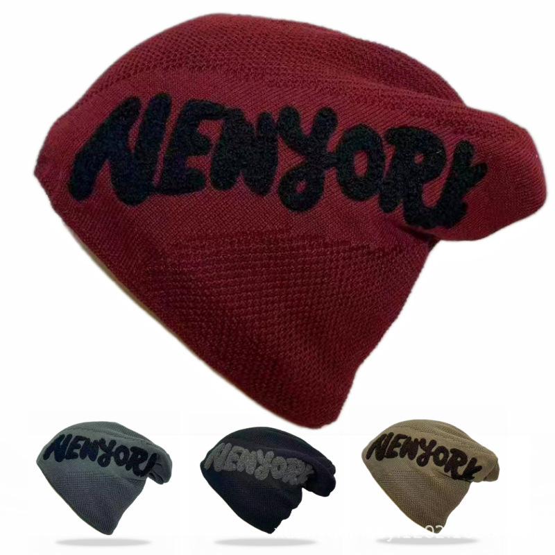 High quality design, men and women New autumn and winter woolen thick mixed color trendy versatile knitted casual fashion letter pullover hat