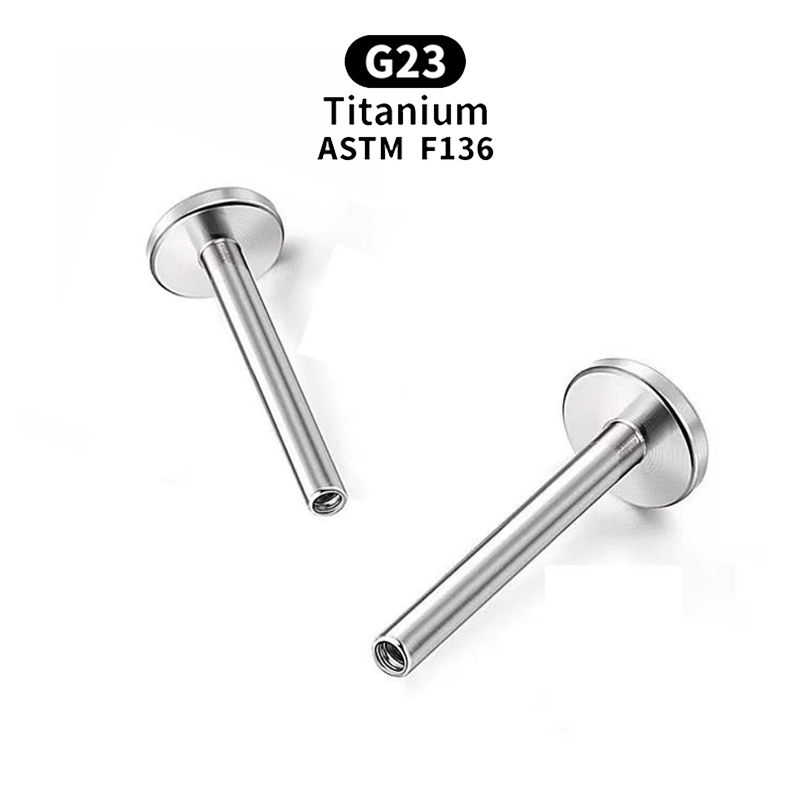 10Pcs G23 Titanium Stud Earring Lip Labret Piercing Post 14G 16G 18G Internally Threaded Daith Tragus Dimple Rings Helix Accessories