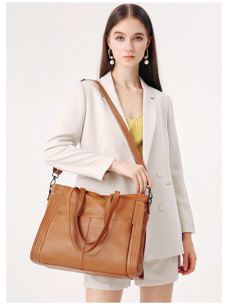 Toptrends 100% Natural Genuine Leather Large Tote Handbags For Women 2024 Winter Designer Shopper Ladies Shoulder Messenger Bags
