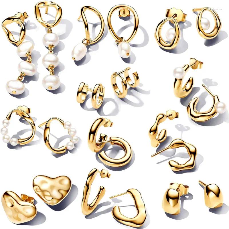 Stud Earrings 2024 Fashion Earring 18K Gold 925 Silver Color Boutique Irregular Zircon And Pearl Series For Women's Jewelry Gifts