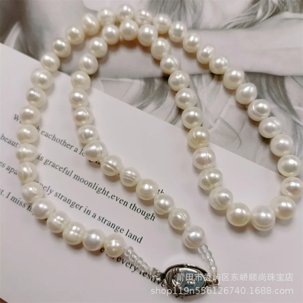 8-9mm Near Round Natural Freshwater Pearl Necklace Red/Green Water Drop Chalcedony Bracelet for Mothers Jewelry Set 241106