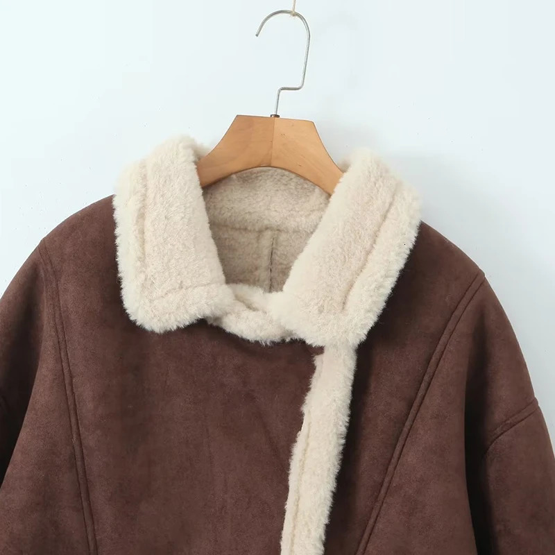 Fashion Oversize Loose Lamb Jacket For Women 2024 Winter Long Sleeve Button Fleece Coats Female Hip Hop Street Fluffy Outerwear 241106
