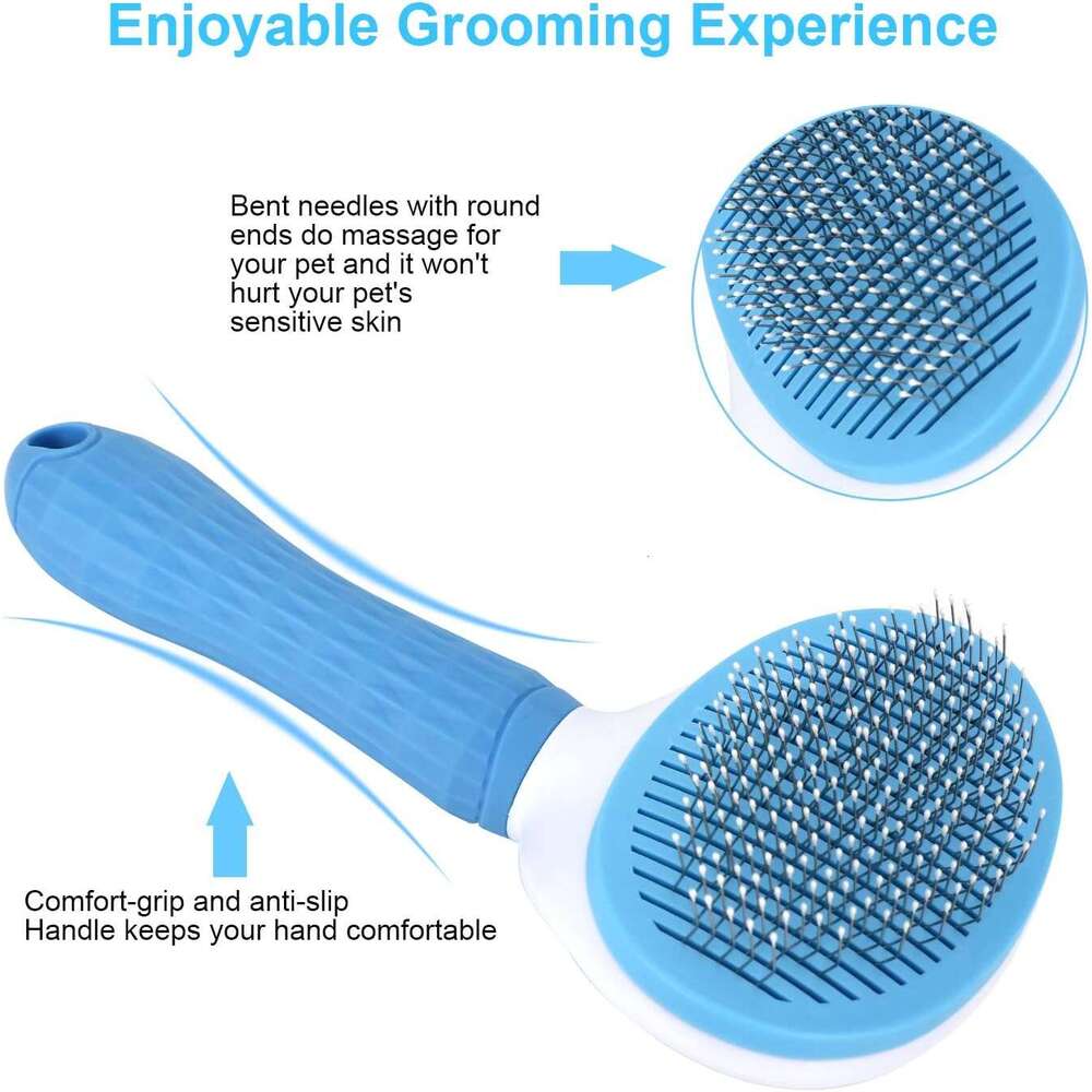 Depets Self Cleaning Slicker Brush, Dog Cat Bunny Grooming Shedding Brush - Easy to Remove Loose Undercoat, Pet Massaging Tool Suitable for Pets with 