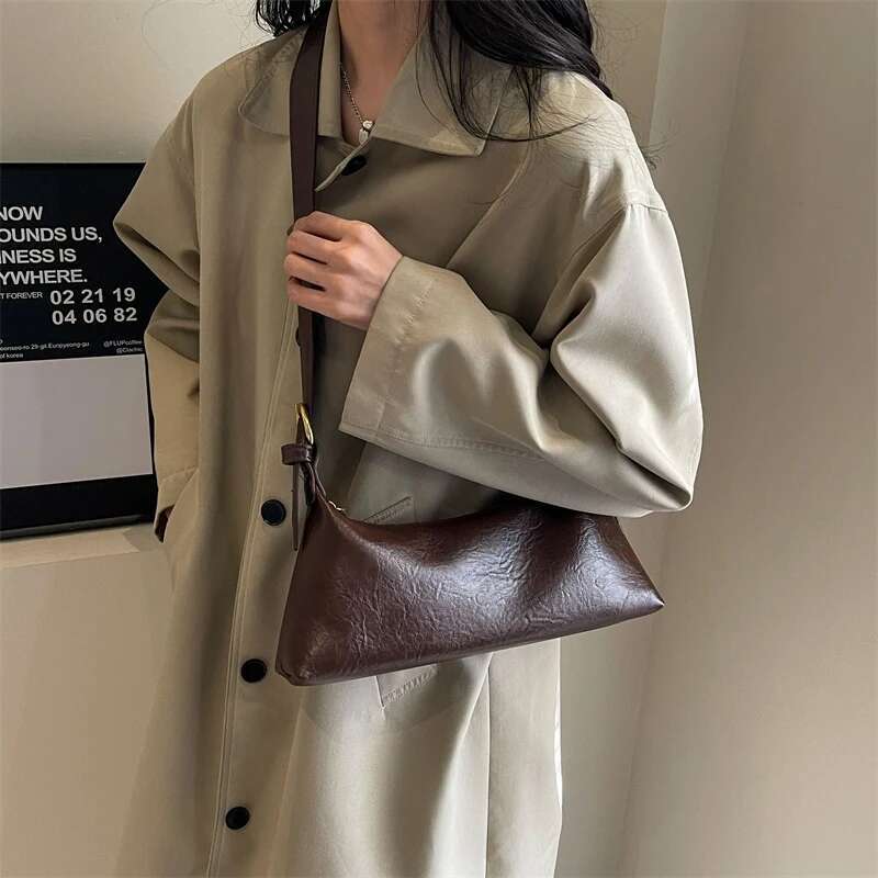 Designer Bag LEFTSIDE Design Small PU Leahter Underarm Bags For Women 2024 Winter Fashion Designer Females Shoulder Bag Handbags And Purses