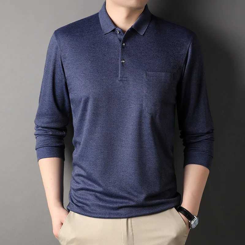 80% pure cotton mens shirt soft autumn clothing long Sve pocket spring T-shirt Korean casual mens top W241106