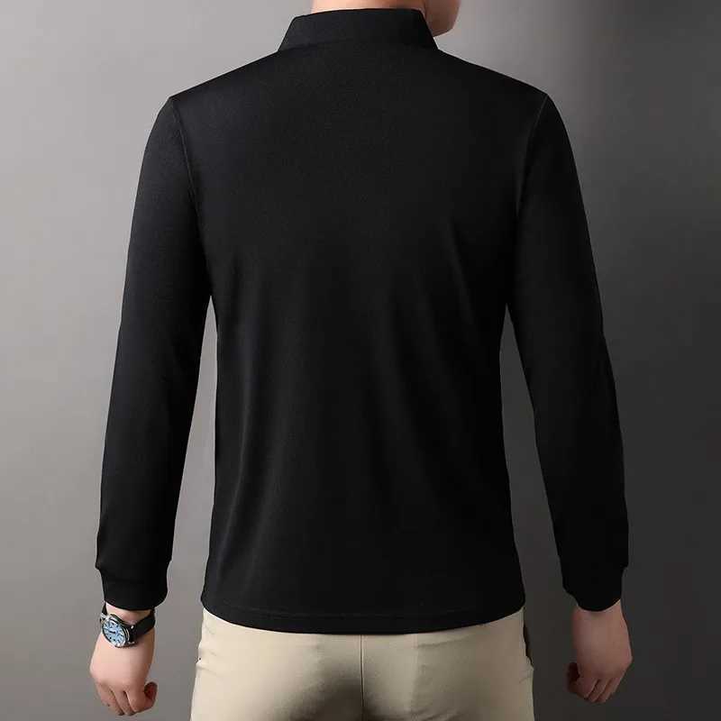 2024 autumn solid mens shirt long Sve collar clothing casual business T-shirt fashionable mens top W241106