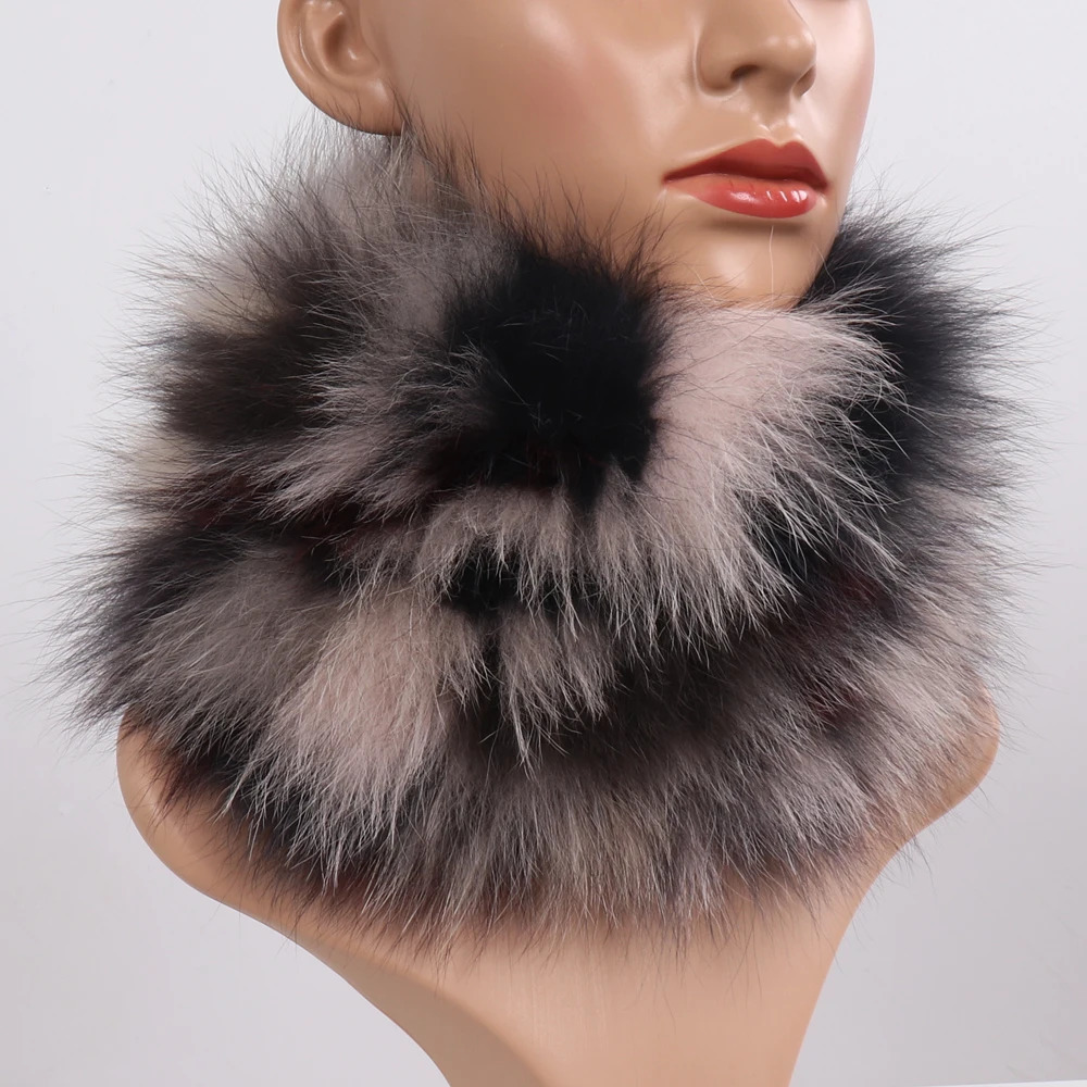 genuine fox fur scarf fur headband womens winter ring fox fur scarf collar for warmth good elasticity 100% natural fur muffler 241106