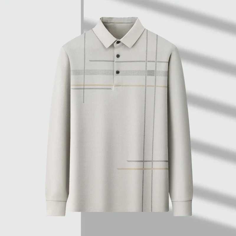 New mens business casual long Sved printed shirt fashionable breathable and comfortable Versatile Top for All Seasons W241106