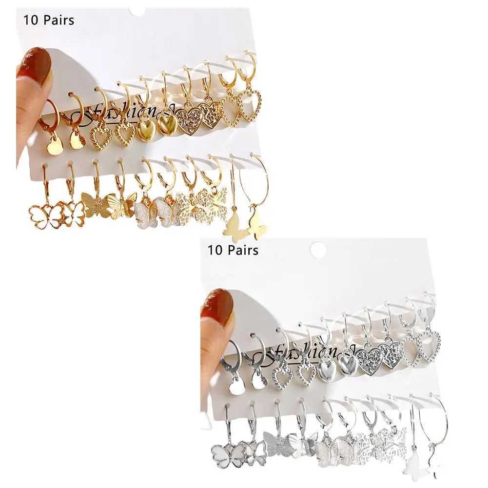 New Golden Ring Earring Set with New Creative Simple Hollow Pendant Earrings Suitable for Fashion and Trendy Je S3H6 X241106