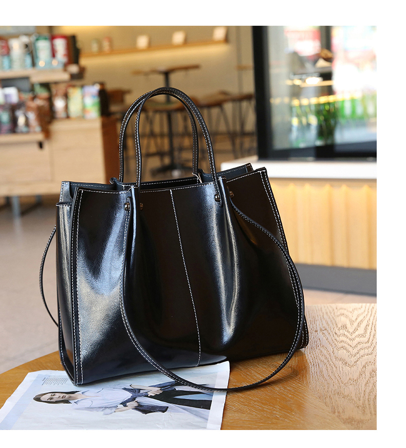 Woman Shoulder Soft Leather Large Capacity Square Tote Bag Vintage Fashionable Cowhide Handbag Shopping Underarm Bags Check Style