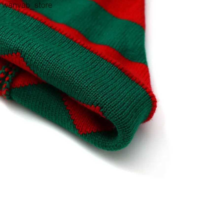 Wide Brim Hats Bucket Hats Christmas Elf Hat Beanie Crochet Winter Knit Green Wavy Stripes Skull for Baby Kids 1-6 Years Cosplay Costume L240910