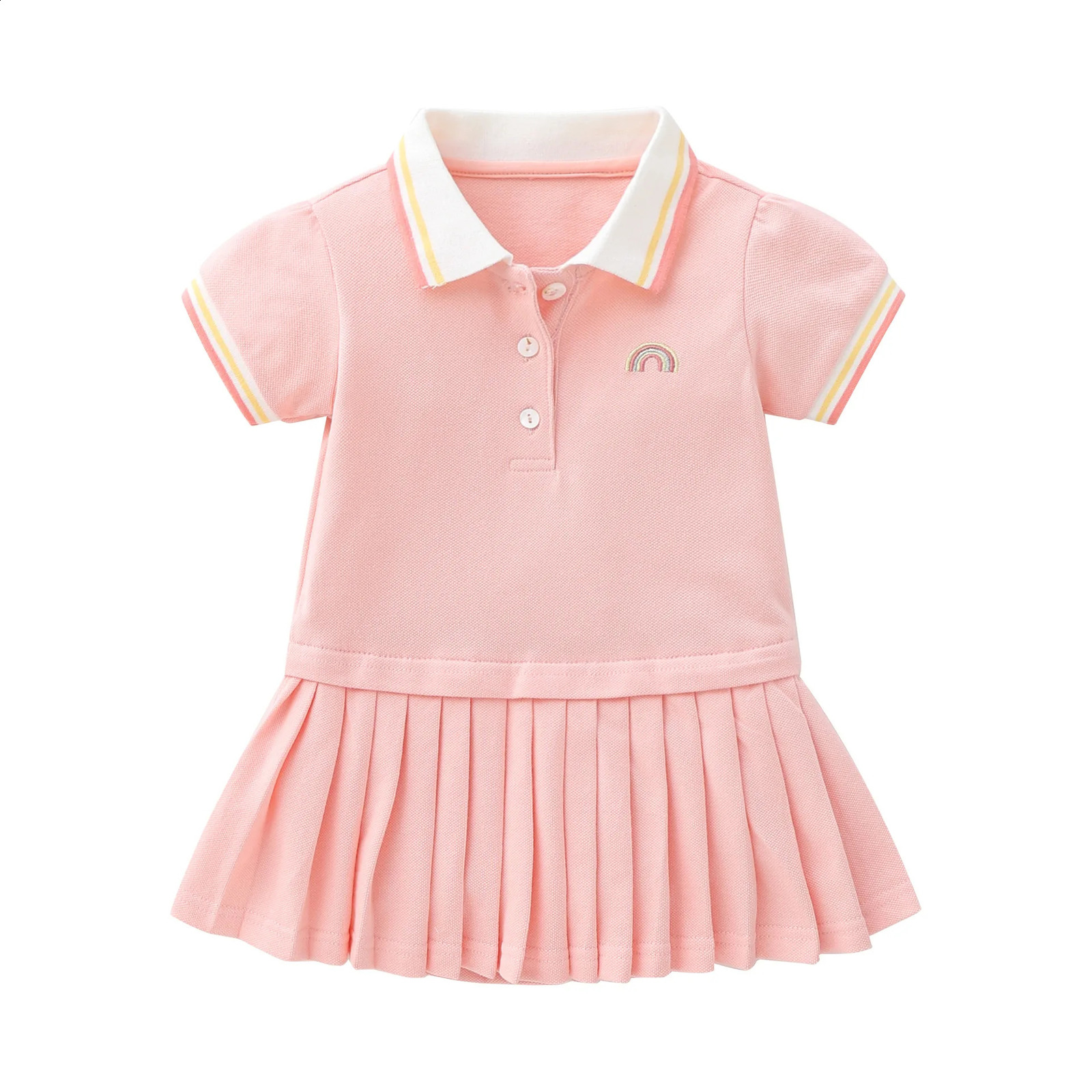 Little maven Fashion Infant Toddler Baby Girls Pink Polo Dress Summer Cotton Kids Casual Clothes 13 year 240322
