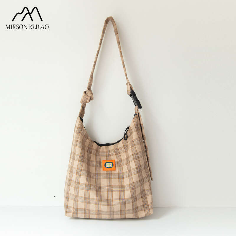 Designer Style Canvas Lazy Day Crossbody Korean Version Of Everything Checked Cloth Bag