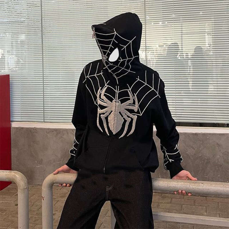 shanshi spider hoodie American spider hoodie y2k Harajuku style hooded sweatshirt hiphop high street niche design cardigan jacket hoodie