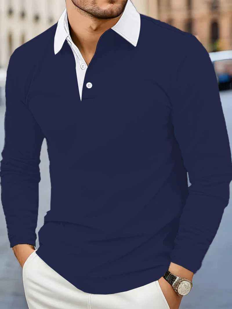 Mens casual solid color long sved shirt used for outdoor sports in spring and autumn outdoor strt daily collar long sved W241106