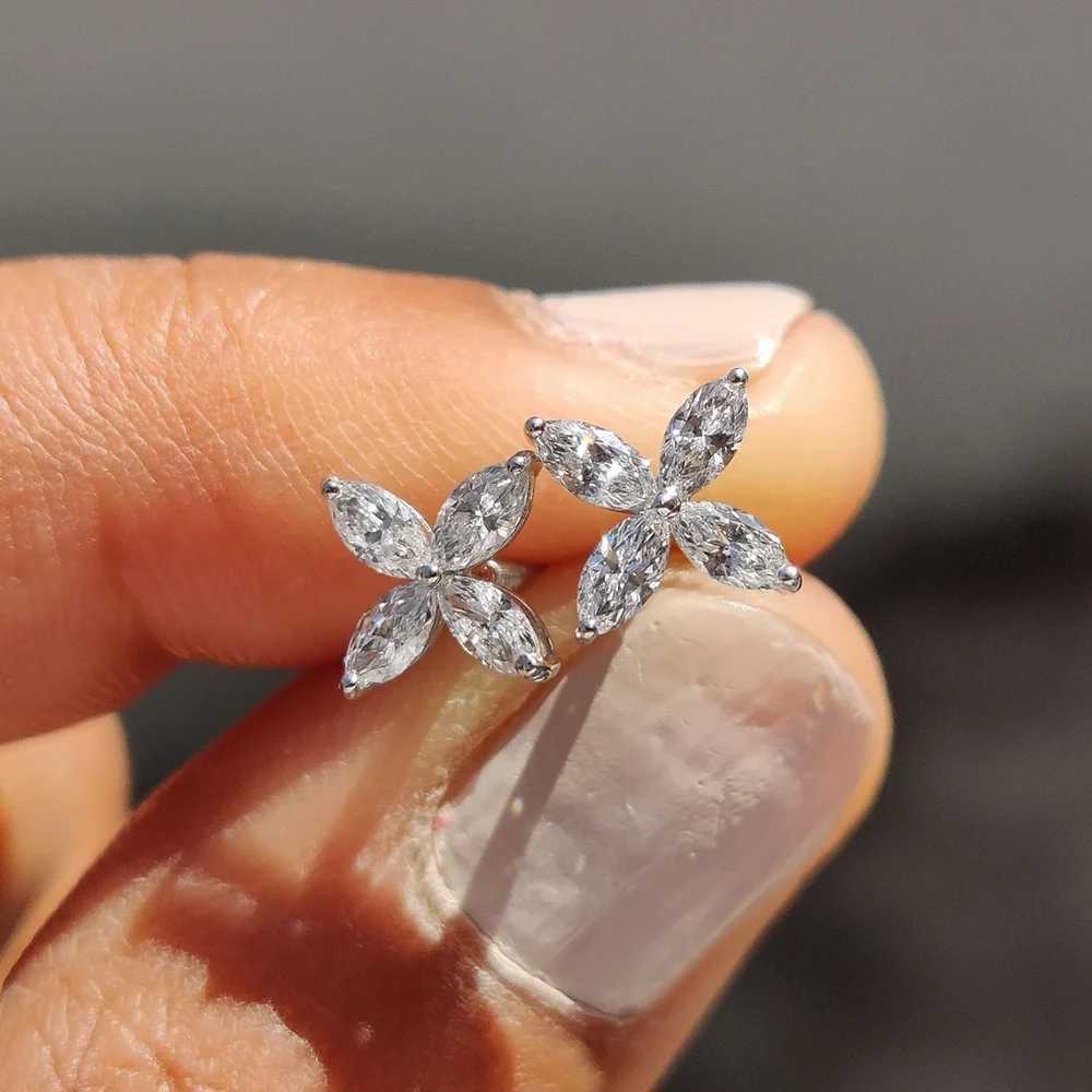 925 Silver Marquess Cut Diamond Pendant Necklace with Stud Earrings Comes with Certificate X241106