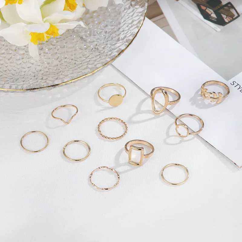 New fashion gold ring set designed for simple Iragar Geely oval hollow opening rings girls party jewelry gift bags X241106
