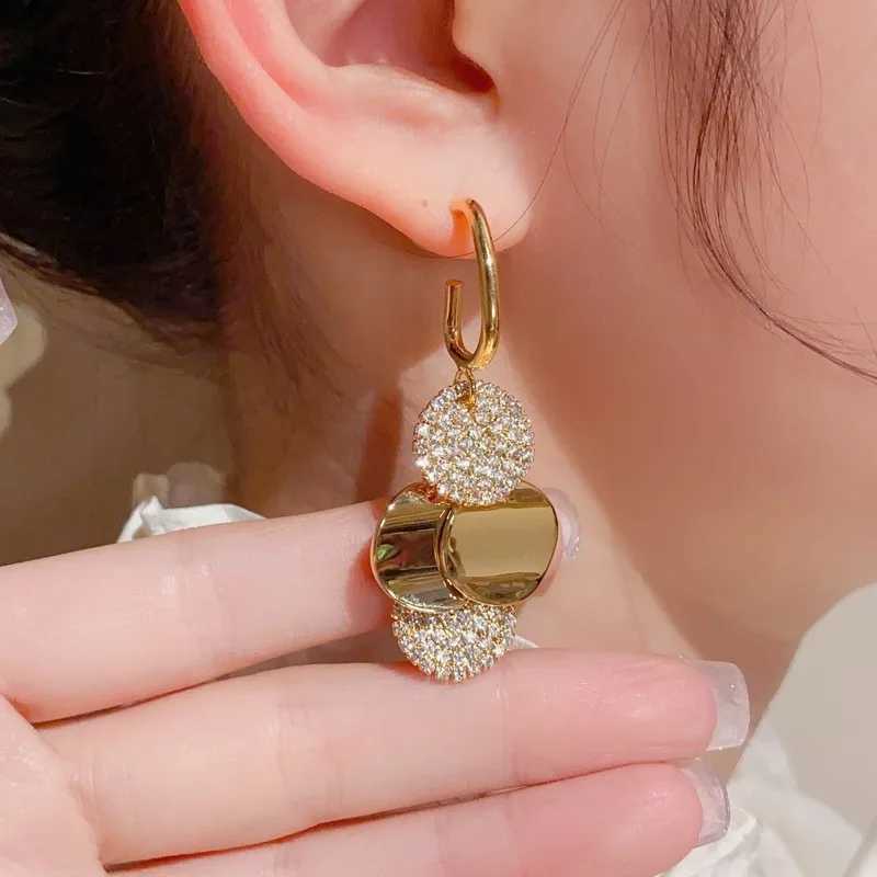 High quality Geely stainless steel circular pendant earrings used for jewelry gold crystal zircon ring earrings jewelry X241106