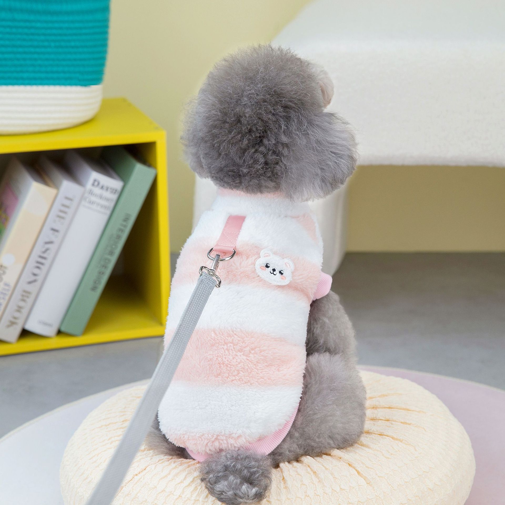 Dog D ring Clothes Fashion Design Striped Dog Fleece Clothes Autumn Winter Pet Clothing