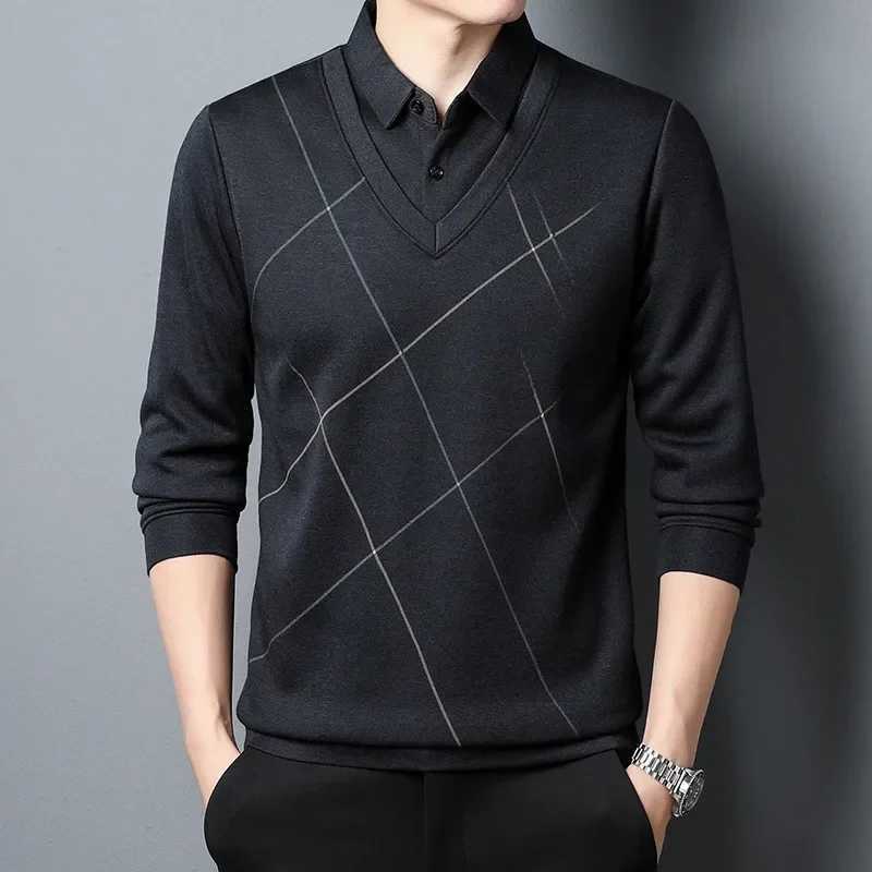 2024 New Warm Mens Shirt Long Sve Thick Autumn and Winter Clothing Loose Fit Mens Shirt Korean Top W241106