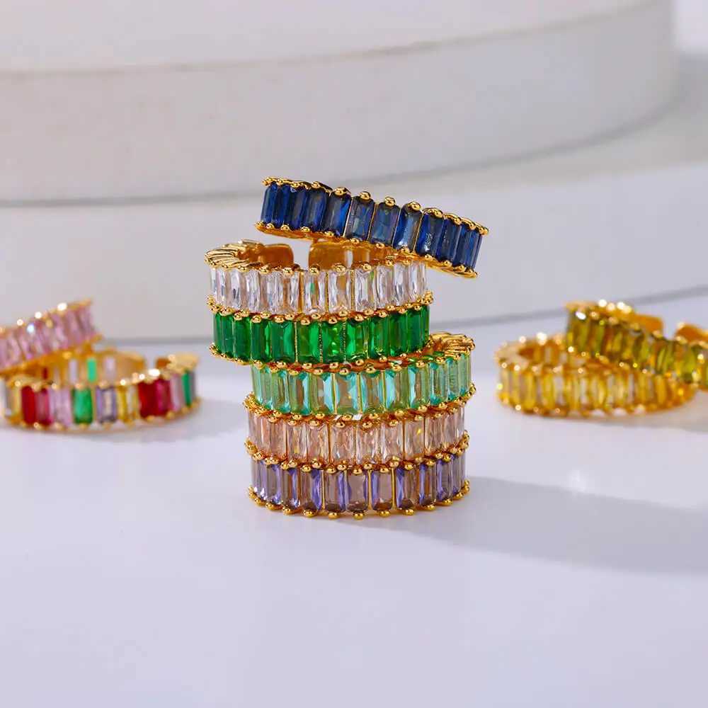 Luxury floral Mti layer wide ring suitable for text doors gold stainless steel ring fashionable jewelry gift Anillos Mujer new X241106