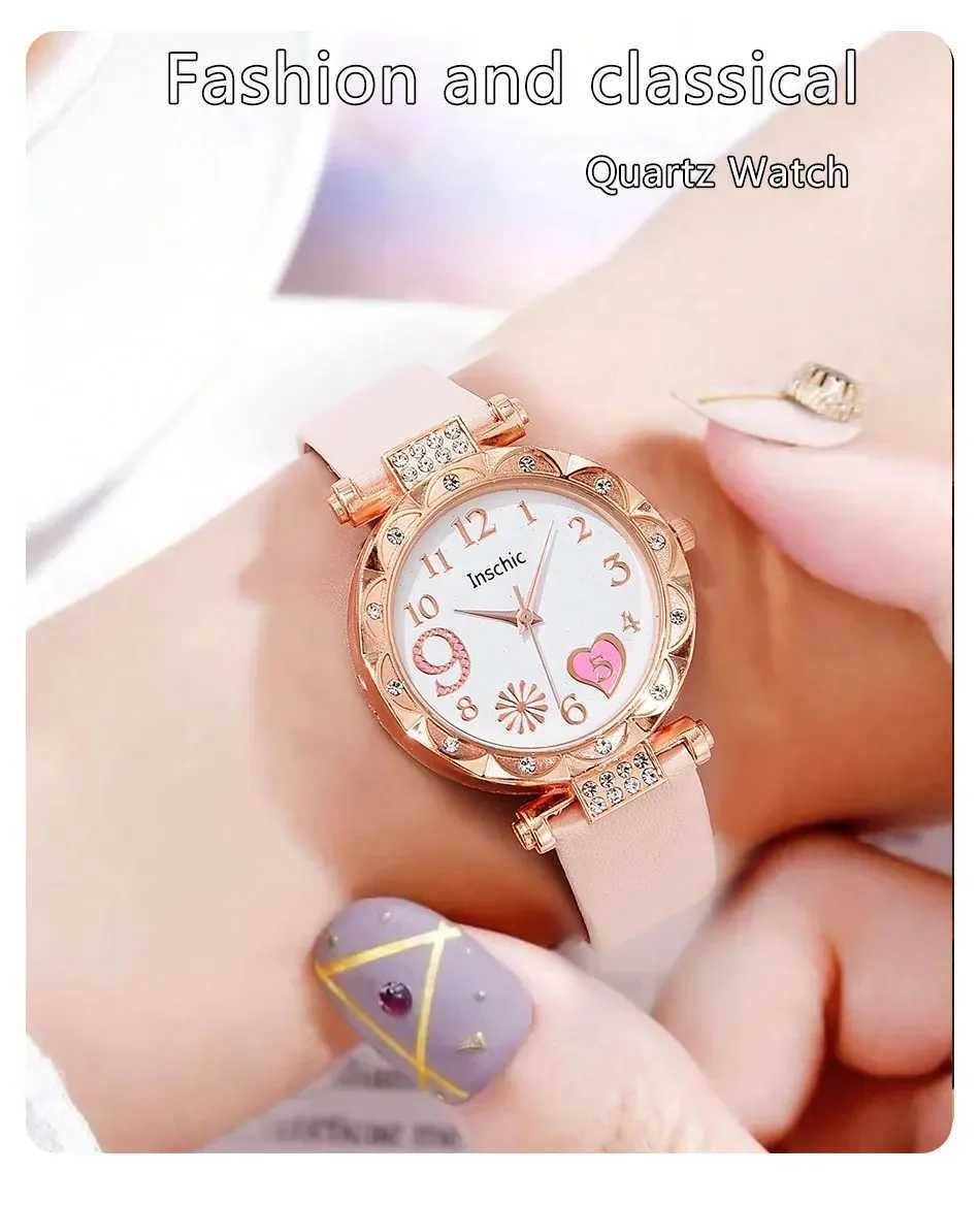 Luxury Fashion Mti Colorful PU Leather Strap Womens Quartz Watch Alloy Bracelet Womens Gift Rel gio Feminino X241106