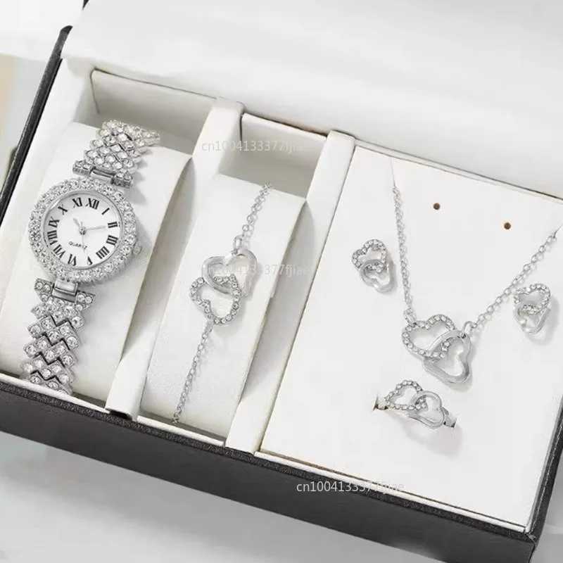 6 luxury Dainty quartz watches with jewelry set suitable for Rhinestone watches necklaces bracelets and ring sets X241106