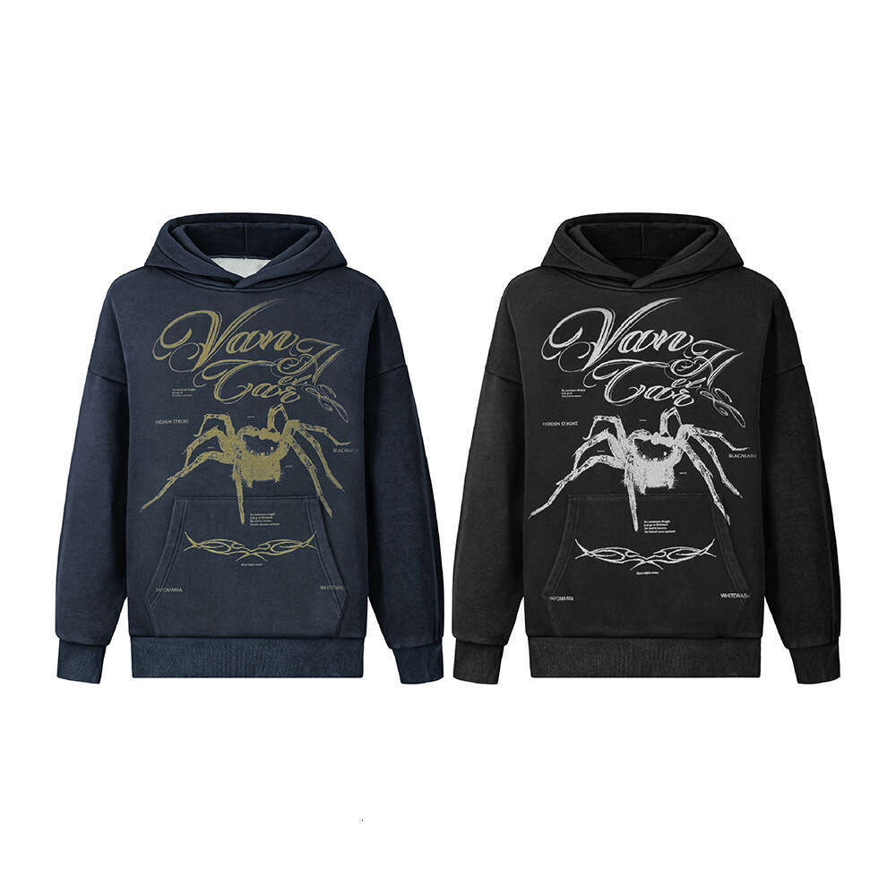 shanshi spider hoodie Dark Spider Printed with Velvet Winter Loose 430g Cotton Hoodie Trendy Men's Wear hoodie