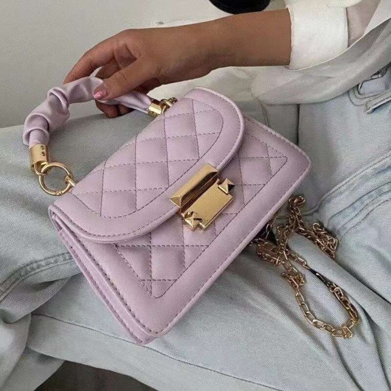 Designer Bag Women's Bag Popular Instagram Women's Bag 2024 Classic Fashion Internet Celebrity Hand-Held Small Square Bag Chain Bar Crossbod