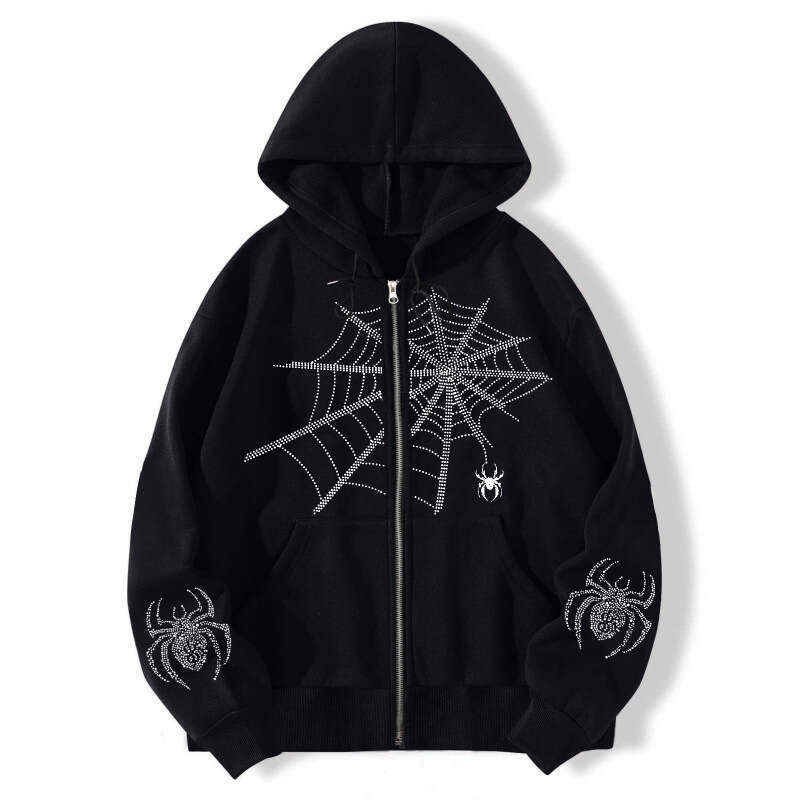 shanshi spider hoodie American Spider Printed Matrix Cardigan Loose Zipper Hoodie Autumn/Winter Coat hoodie