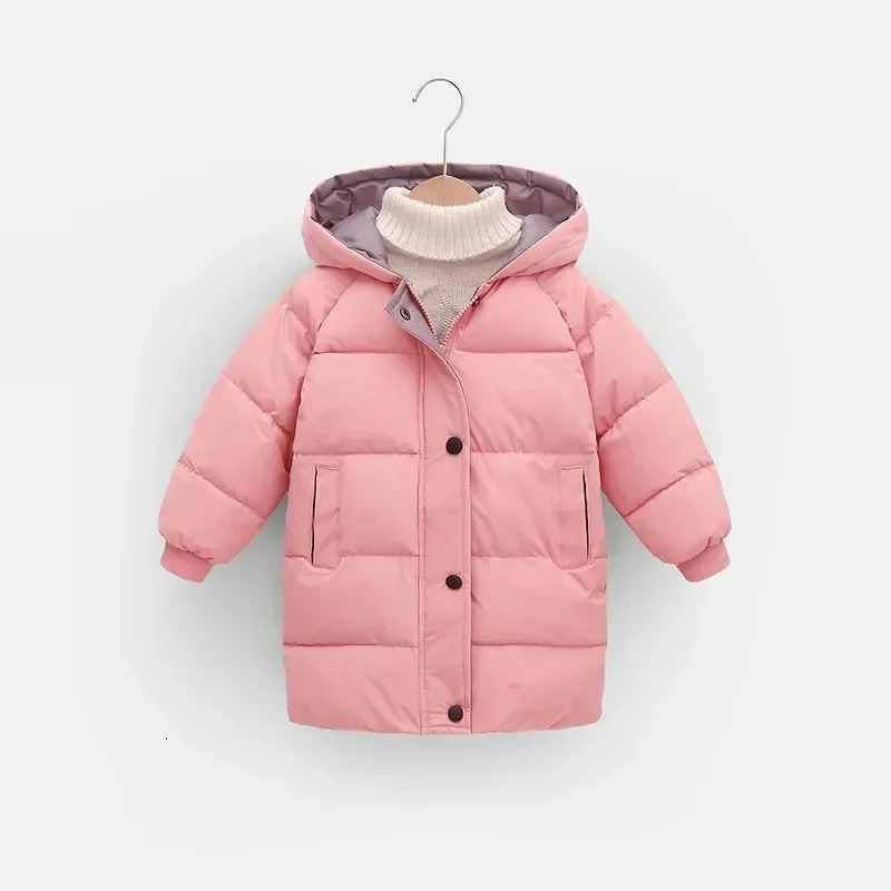 2-12Y Kids Down Long Outerwear Winter Clothes Teen Boys Girls Cotton-Padded Parka Coats Big Children Thicken Warm Cotton Jackets 241106