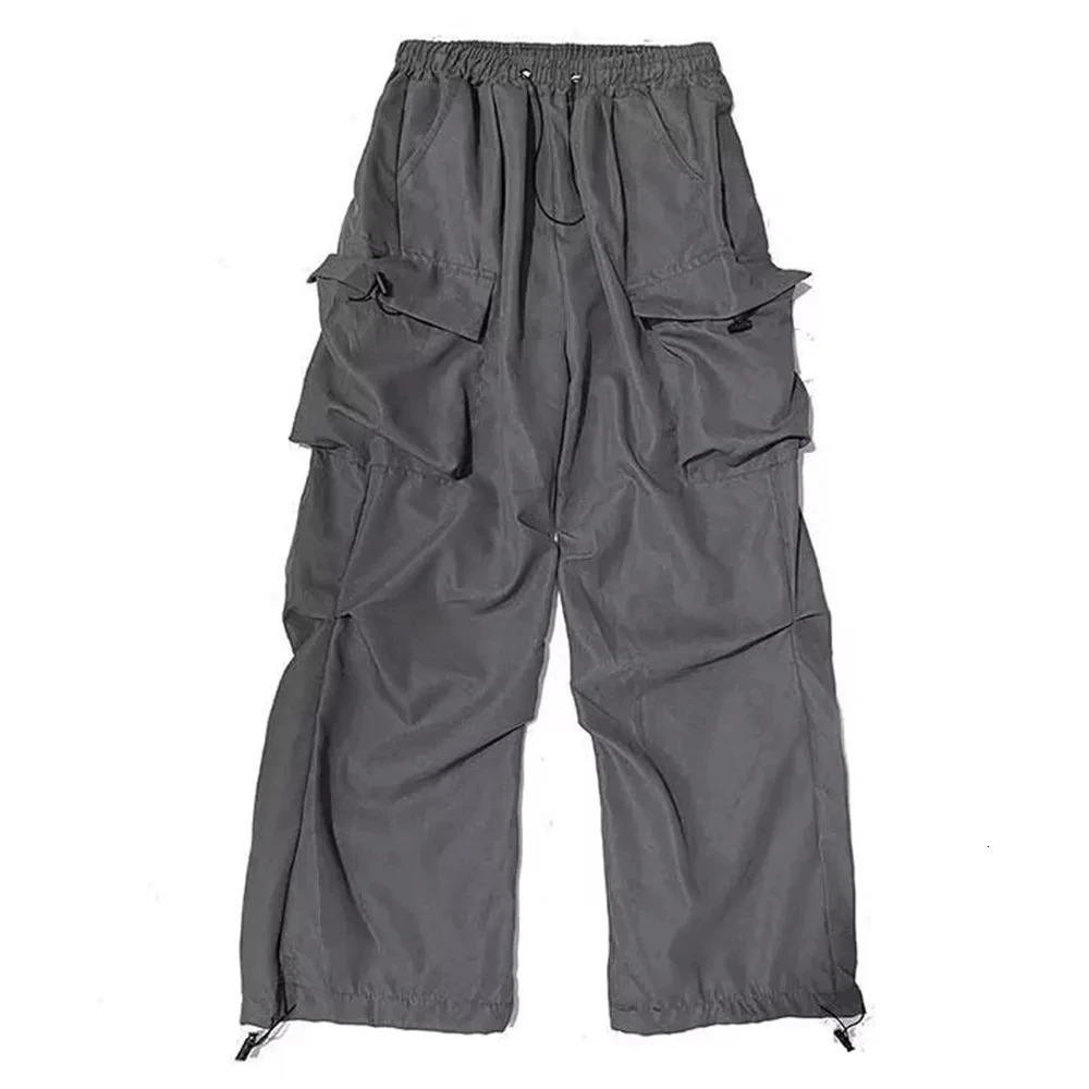 Baggy Cargo Pants for Men Red Black Gray Straight Trousers Male Vintage Hip Hop Streetwear Classic Style 241106