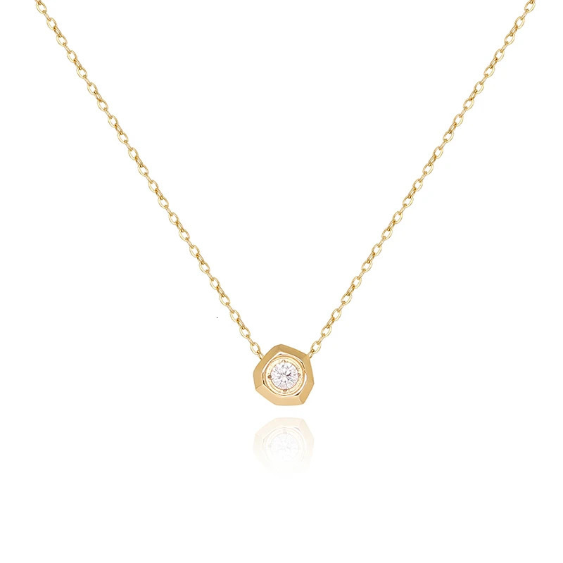 18K gold-plated stainless steel geometric cubic zirconia pendant necklace suitable for womens exquisite necklace jewelry gifts 241106