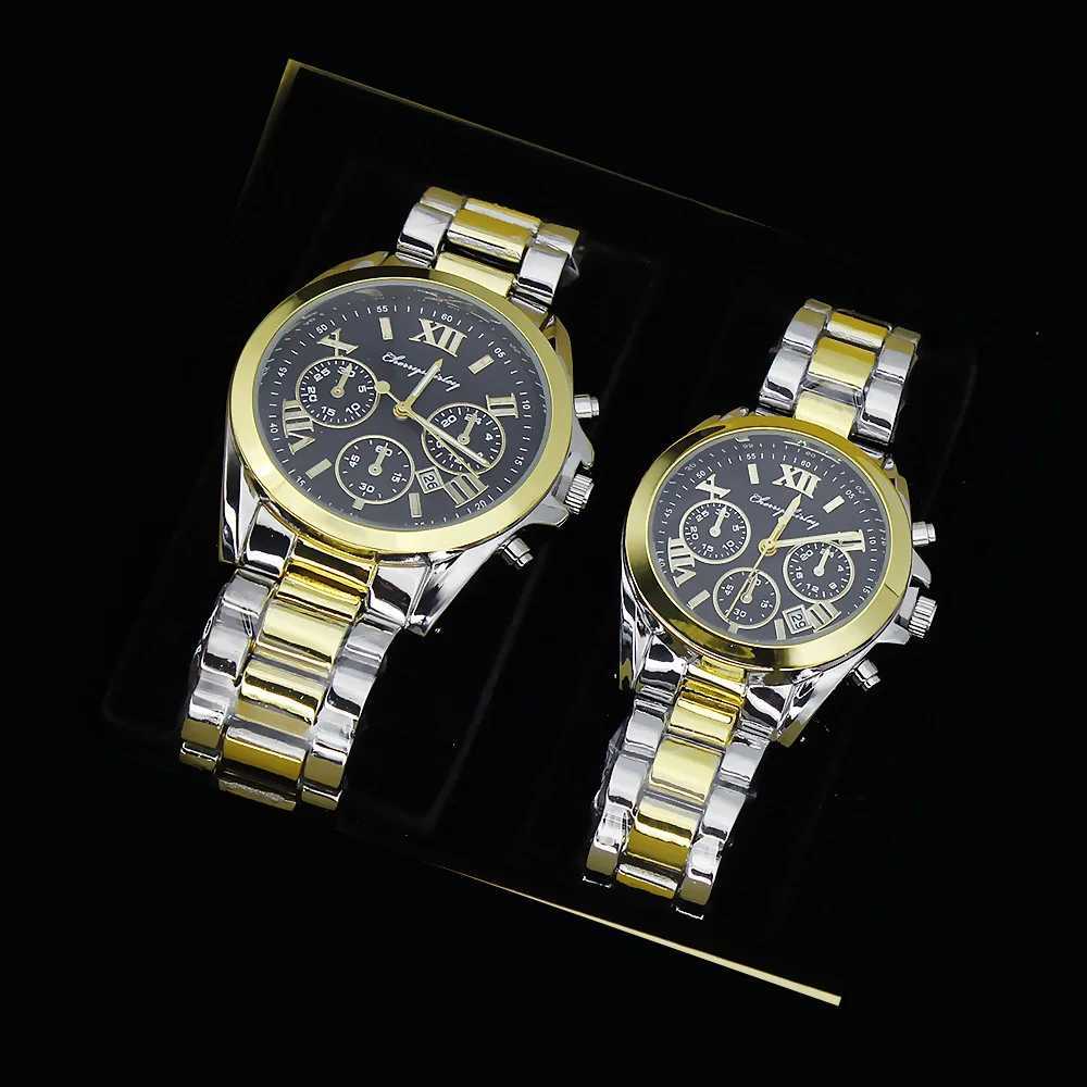 Couple Watch Set Luxury Elegant Steel Watch Mens Wenda Quartz Watch with Jewelry 6Pcs Set r Gift+Box X241106