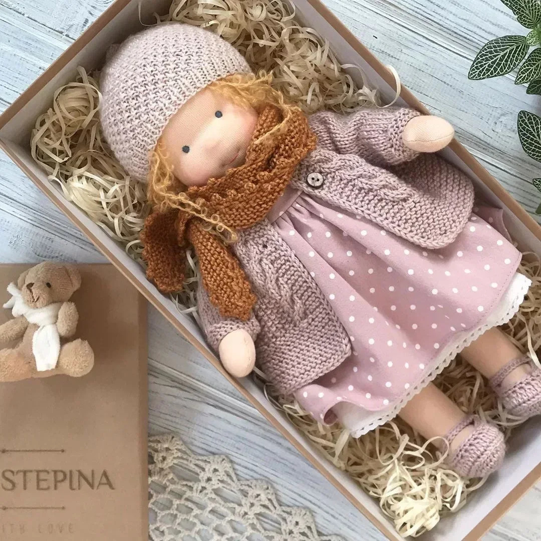 Waldorf Doll Handmade Mini Dress Up Dolls Cute Native Enamel Kawaii Soft Stuffed Plush Toys Girl Kids Birthday Gift 241106