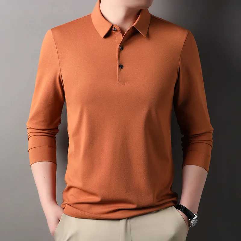 2024 autumn solid mens shirt long Sve collar clothing casual business T-shirt fashionable mens top W241106