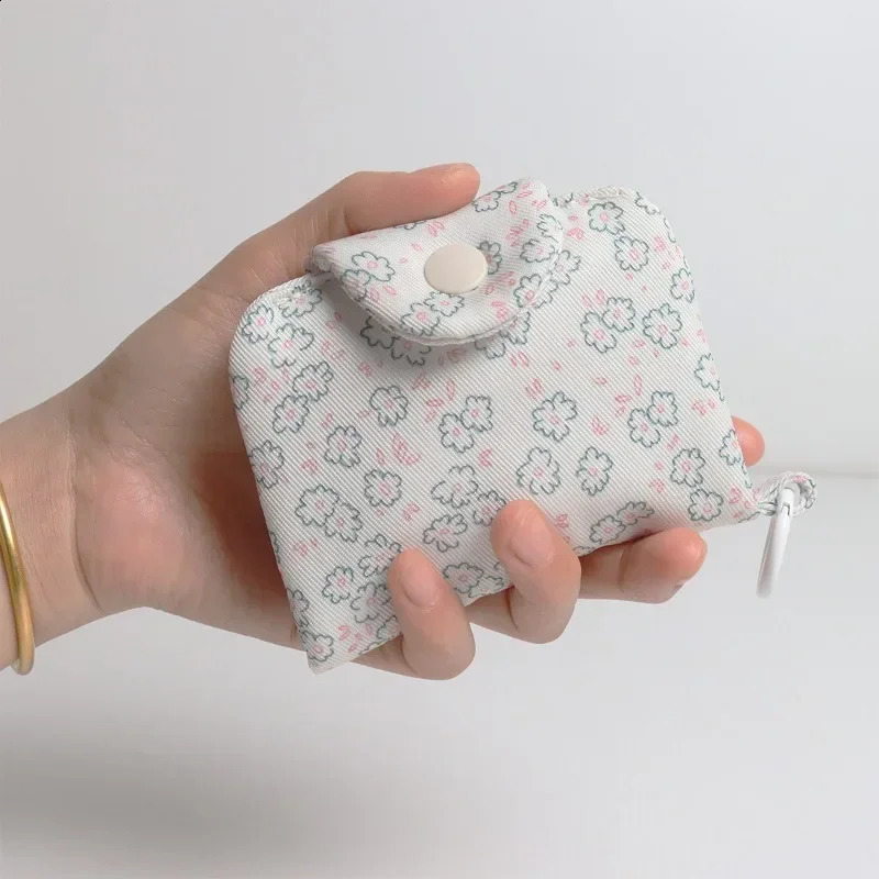 1 Pc Cute Student Coin Purse Card Simplicity Floral Korean Fashion Wallet Holder for Girls Portable Small Storage Bag 241029