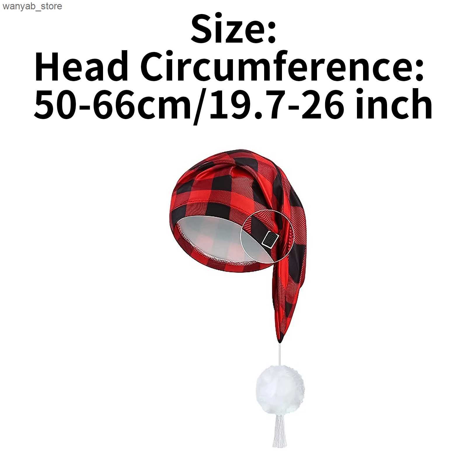 Wide Brim Hats Bucket Hats Mens Night Sping Cap Adjustable Stocking Cap Buffalo Plaid Santa Hat with Pom Ball for Christmas Party Spwear Hat Cap L2409