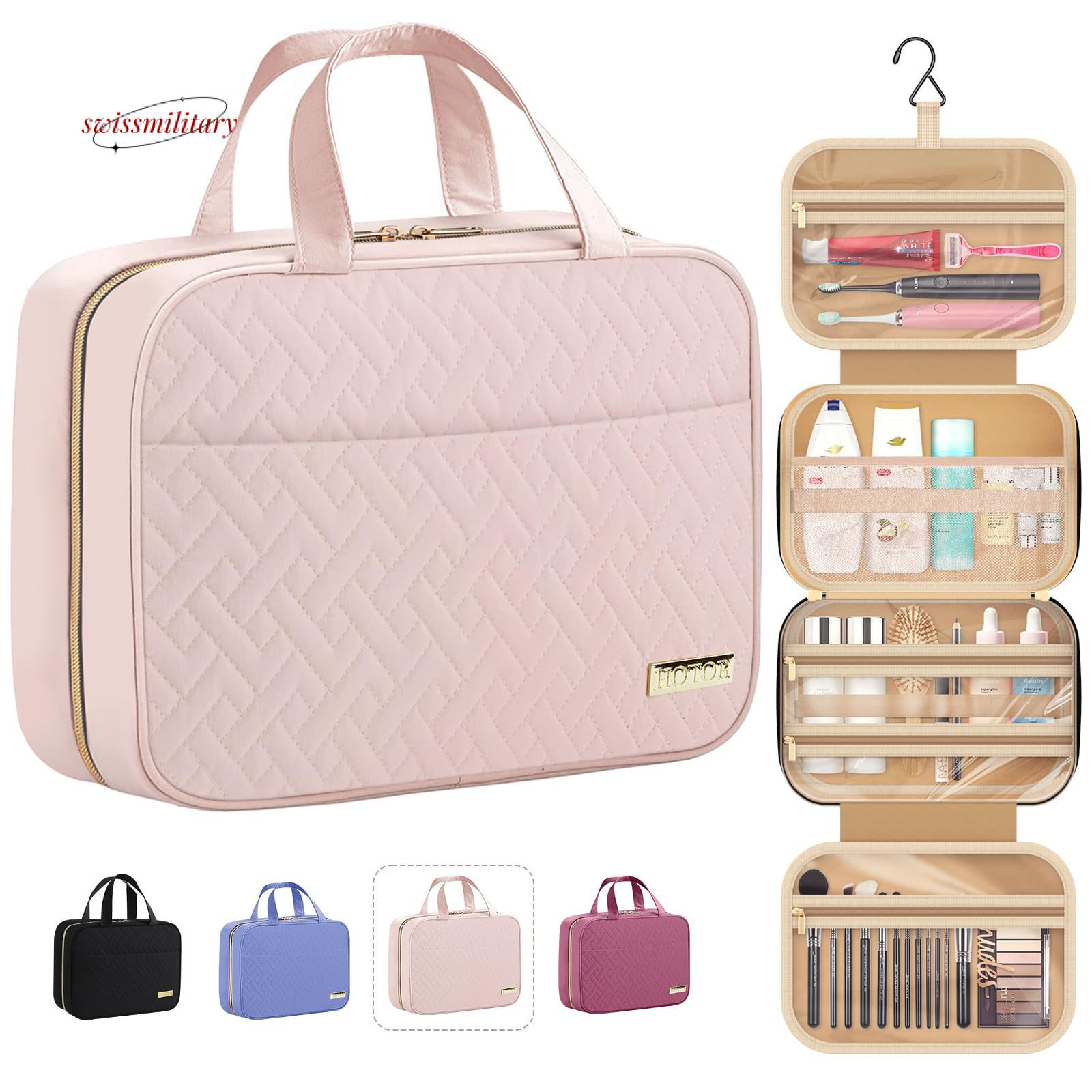 Professional bag with hooks, spacious makeup bag, travel toiletry set, fashionable #32 swissmilitary