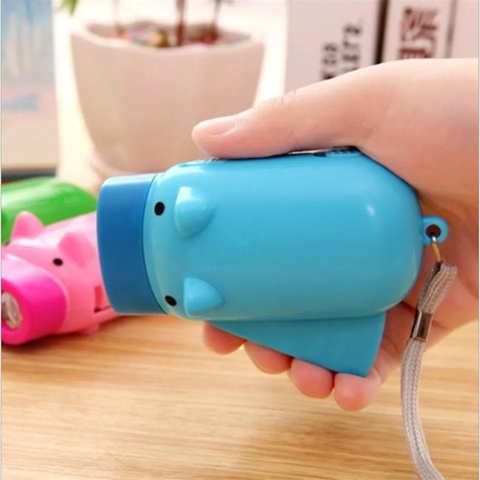 pressure rechargeable mini flashlight kids toy lighting pocket torch piggy design with 3 led advertising gift 11 LL