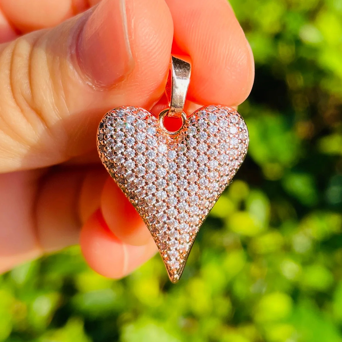 5pcs Miniature Zirconia Pave 3D Heart Talisman Bling Exquisite Womens Pendant Necklace Jewelry Handmade Looking for Wholesale 241106