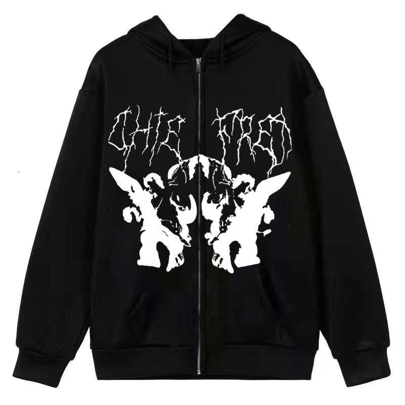 shanshi spider hoodie Dark High Street Zipper Trendy Brand Casual Cardigan Hoodie Fleece Jacket