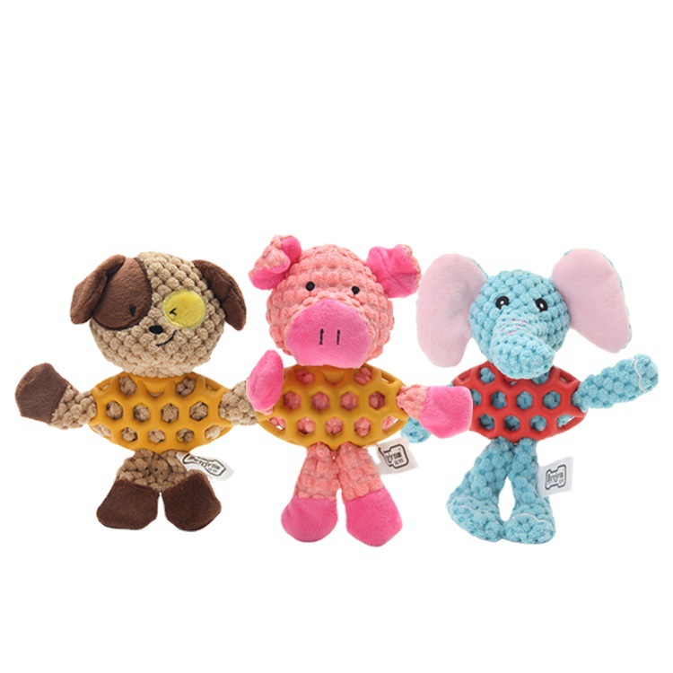 Squeaky Plush Dog Chew Toy for Small Medium Dogs Puppy Large Breed Cute Animal Plush Toy for Indoor Play Tough Durable Teething Interactive Gift