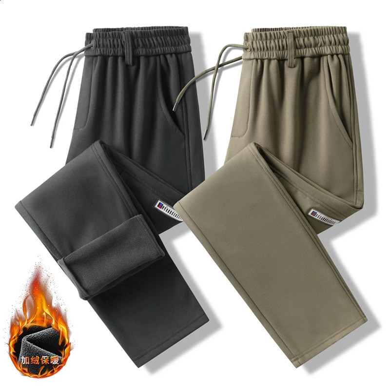 Winter Fleece Sweatpants Men Graphene Heating Big Size 7xl Thicken Warm Jogger Pants Zip Pockets Thermal Straight Track Trousers 241104